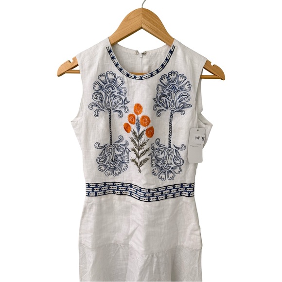 Olga Lucia Cortes White Sleeveless Floral Embroidered Maxi Dress NWT Size XS - Picture 7 of 9